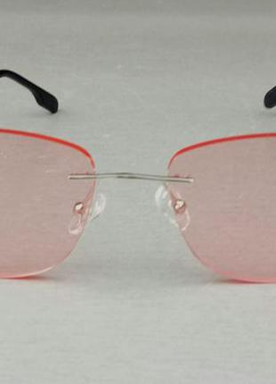 Cartier стильные солнцезащитные очки унисекс розовые безоправные с ягуаром