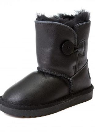 На модерации кожаные ботинки угги fashion черные 107l5803 черн/кожа 1 пугов (р. 27-36)
