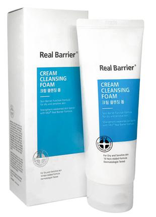 Кремова очисна пінка real barrier cream cleansing foam2 фото