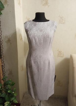 Ошатне приталену сукню, жаккард, віскоза, срібло, roman originals