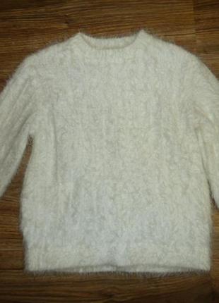 Zara белый мягенький свитер, джемпер зара на 5-6 лет рост 116 см