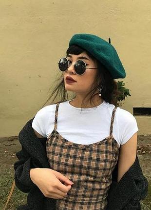 Берет беретка беретик шапка зелений змішаний шерсть вовна новий якісний