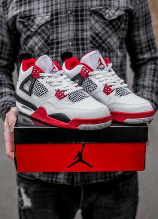 Кросівки nike air jordan retro 4 "white red"