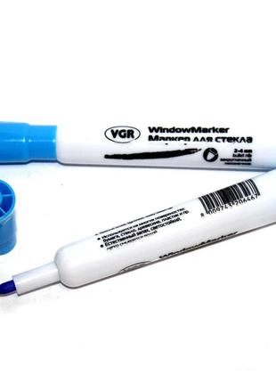 Маркер для стекла vgr, 2 - 4 мм, клиновидный, на водяной основе, меловой, синий