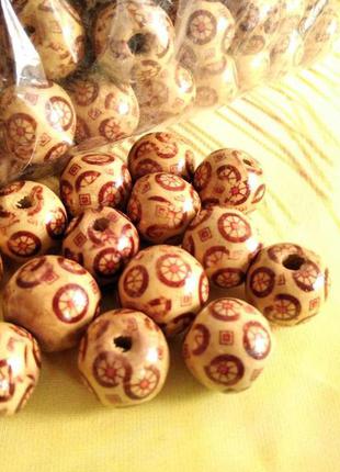 Бусины деревянные диаметр 1.7 см этно большие