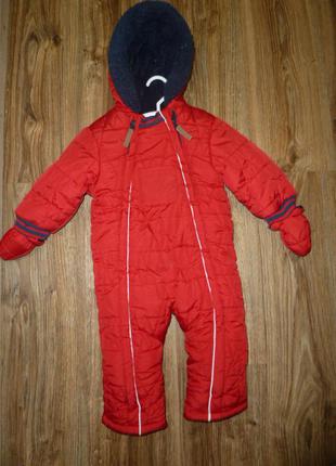 Зимовий теплий комбінезон mothercare на 12-18 міс з рукавичками