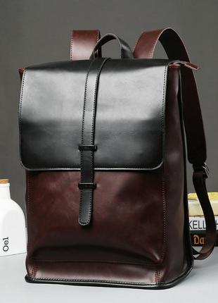 Мужской кожаный городской рюкзак чоловічий ранець портфель сумка для ноутбука