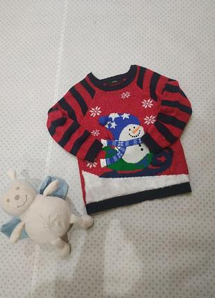 Кофта новорічна, новорічний светр сніговик на 4-5 років 104-110 см george