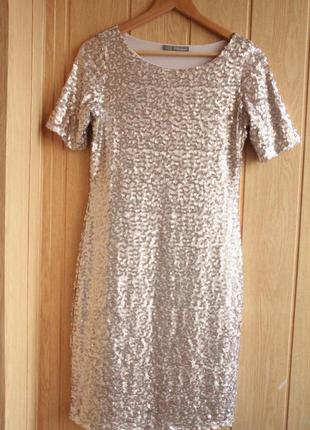 Вечернее облегающее платье футляр миди в пайетках от бренда marks & spencer2 фото