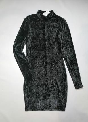 Платье женское облегающее мини чёрное велюровое h&m размер м3 фото