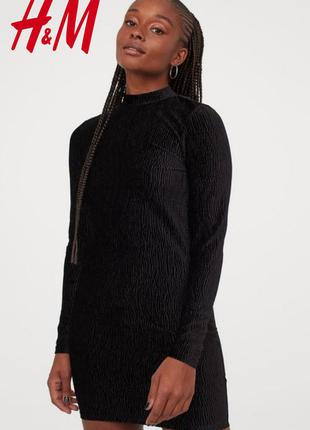 Платье женское облегающее мини чёрное велюровое h&m размер м1 фото