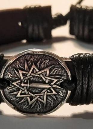 Браслет кожаный славянский оберег меч