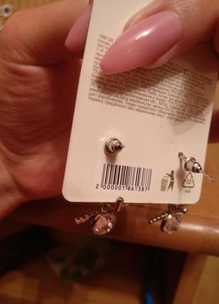 Шикарні сережки гвоздики маленькі кільця алмази3 фото