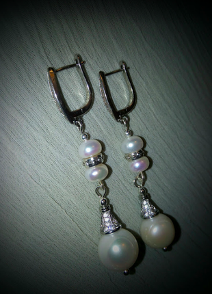 Дизайнерські сережки натуральний бароковий перли срібло вечірнє плаття весілля подарунок висульки