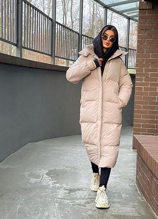 Пальто-пуховик довге зимове