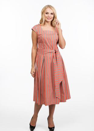 Платье алеся ла-64 коттон терракотовая полоса