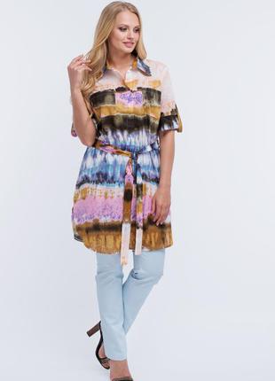 Платье-рубашка  алеся ак-175 акварель/розовый нэнси(италия)