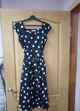 Платье алеся ла-64/1-5 софт черный/крупный горох