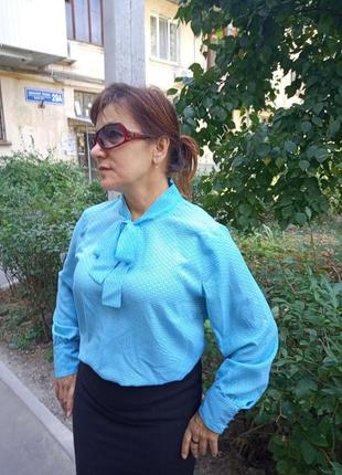 Блуза алеся ак-359-3 бирюза узор