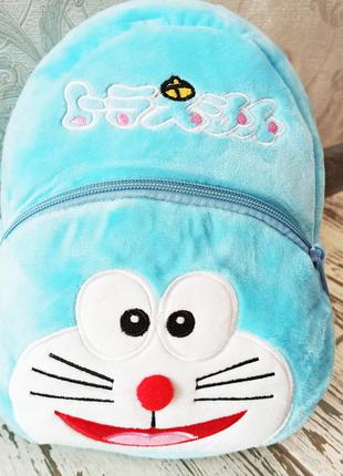 Красивый яркий голубой детский плюшевый рюкзак для девочек и мальчиков, дошкольный рюкзак-игрушка кот