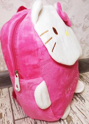 Рожевий дитячий плюшевий рюкзак для дівчинки хеллоу кітті (hello kitty), дошкільний рюкзак-іграшка4 фото