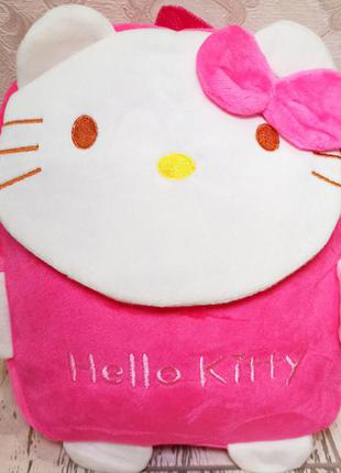 Розовый детский плюшевый рюкзак для девочки хеллоу китти (hello kitty), дошкольный рюкзак-игрушка