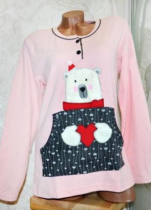 Размер 2xl (50-52). женская одежда для дома, розово-серая пижама 100% х.б, кофта и штаны, турция