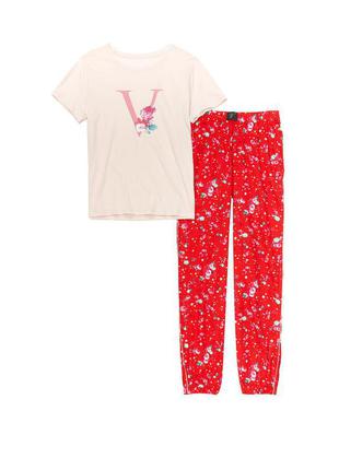 Размер xs (42-44). летняя женская пижама victoria's secret, футболка и штаны, домашний костюм виктория секрет3 фото