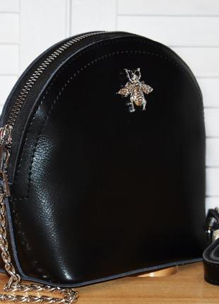 Черная женская кожаная сумка, с ручкой, через плечо