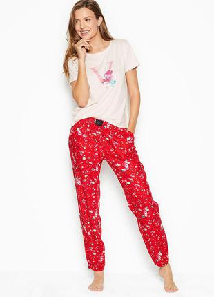 Размер l (48-50). летняя женская пижама victoria's secret, футболка и штаны, домашний костюм виктория секрет