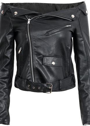 Размер 40-42. женский, осенний черный кожаный пиджак-куртка, эко кожа7 фото