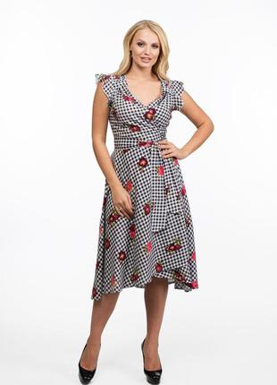 Плаття алеся ак-258 чорно-біла карта троянда