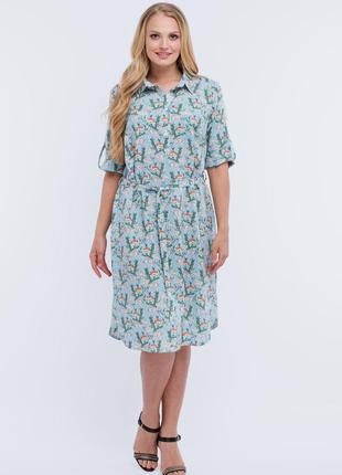 Сукня-сорочка олеся ак-141 штапель блакитний маки