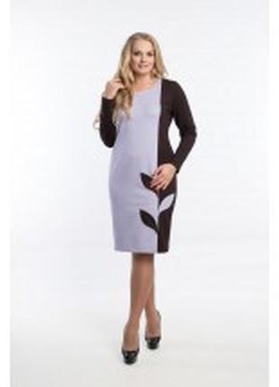 Платье  алеся ак-115 трикотаж черный сирень лепесток (италия)