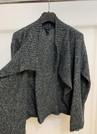 Вовняна накидка gant жіноча пончо светр сіра3 фото
