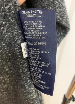 Шерстяная накидка gant женская пончо свитер серая6 фото