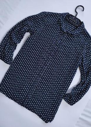 Темно синя вільна блуза в горошок zara