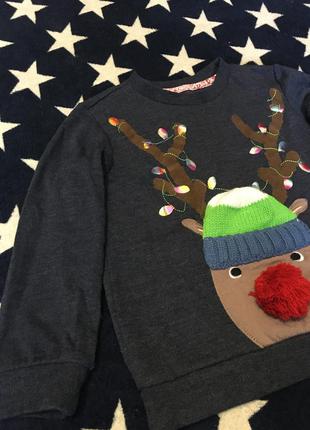 Кофта свитер новогодняя с оленем3 фото