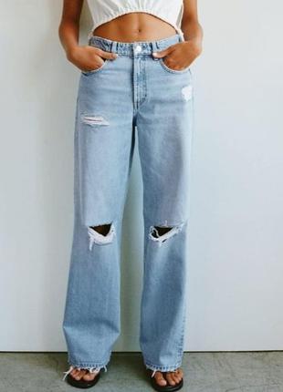 Широкие джинсы с разрезами zara1 фото