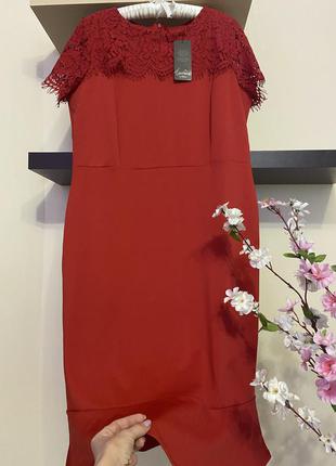 Шикарное элегантное красное платье миди футляр,3 фото
