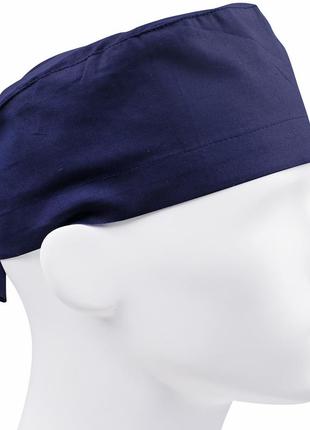 Медична шапочка шапка чоловіча тканинна бавовняна багаторазова однотонна темно-синя