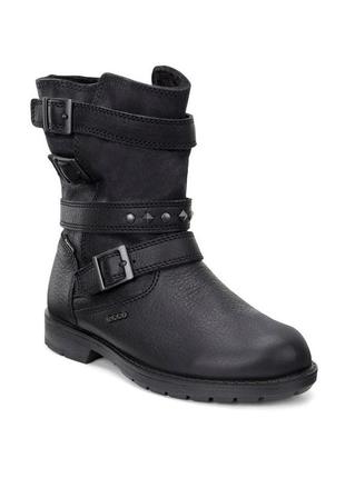 Чоботи ecco bendix junior gore-tex 735143 оригінал шкіра натуральна мембрана нові розмір 33,34 чорні