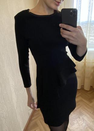 Міні сукня щільне тепле зимове ошатне з баскою6 фото