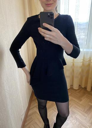 Міні сукня щільне тепле зимове ошатне з баскою 2