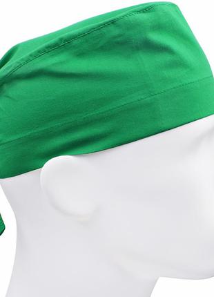 Медична шапочка шапка чоловіча тканинна бавовняна багаторазова однотонна зелена
