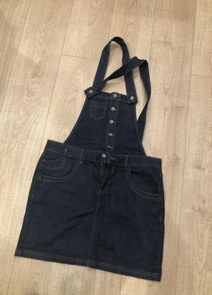 Джинсова спідниця-комбінезон
