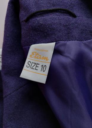 Костюм с юбкой темно-фиолетовый тёплый   укороченный пиджак юбка миди высокая талия10 фото