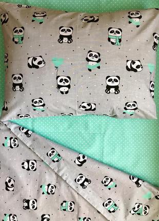 Детское постельное белье "милые панды" (100 % хлопок)4 фото
