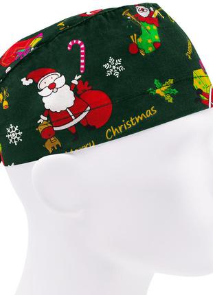 Медична шапочка шапка чоловіча тканинна бавовняна багаторазова новорічна