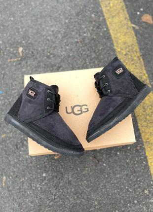 Ugg neumel vegan black, угги зимние чёрные с мехом, жіночі зимові угги /ботинки